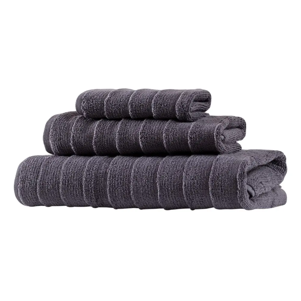 Charcoal Bagno Milano Elegance bath towel 27 x 56, hand towel 16 x 30 and washcloth 13 x 13 in
