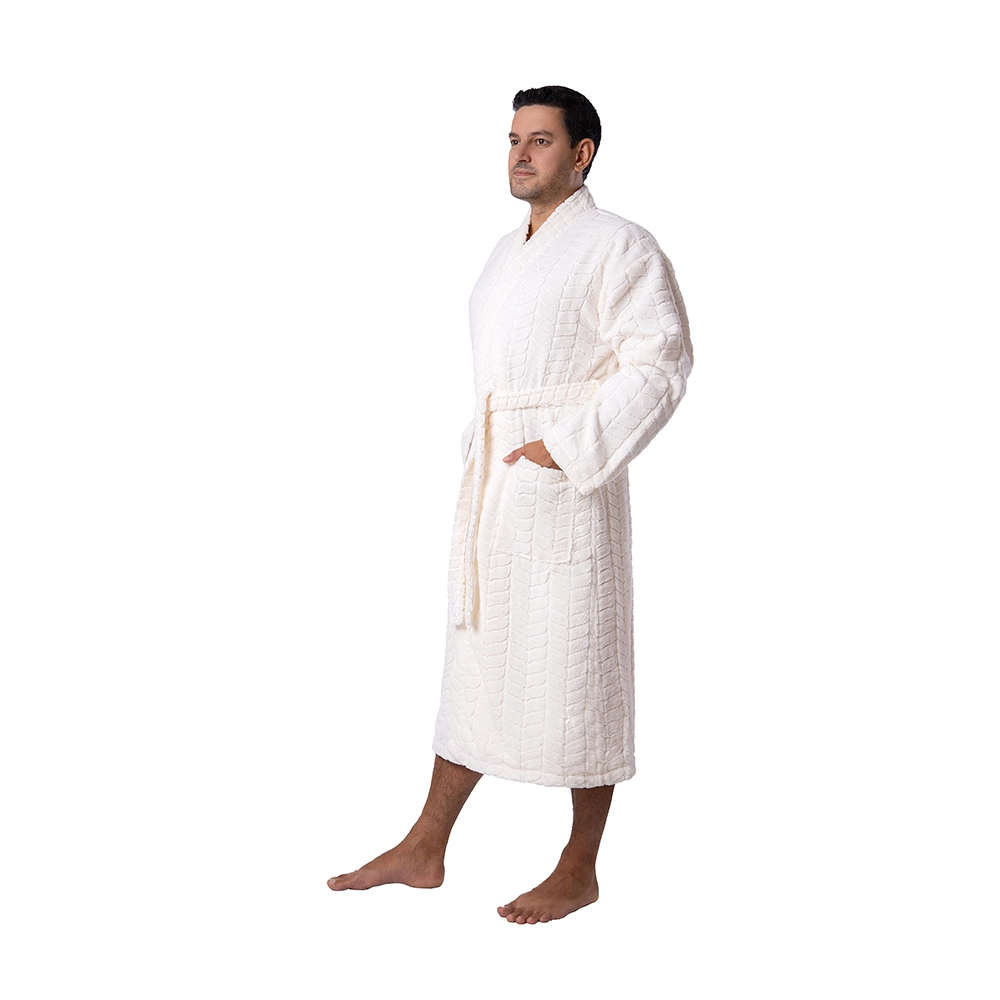 New Men Bathrobe Luxury Long Winter Men's Hooded Robe Warm Bathrobe Thick Bath  Robe Soft Grid Towel Fleece Thermal Dressing Gown