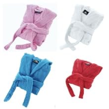 Organic Kids Robe color swatches in pink, white, blue, and red - Bagno Milano
