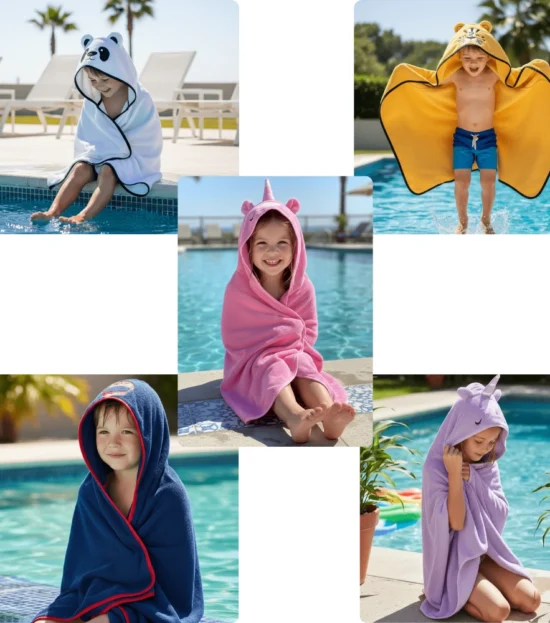Bagno Milano organic cotton character hooded towel for kids
