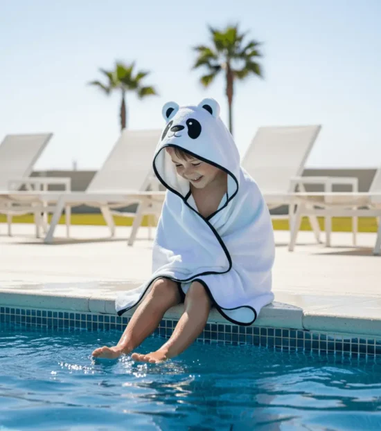 White panda hooded towel for children – Bagno Milano