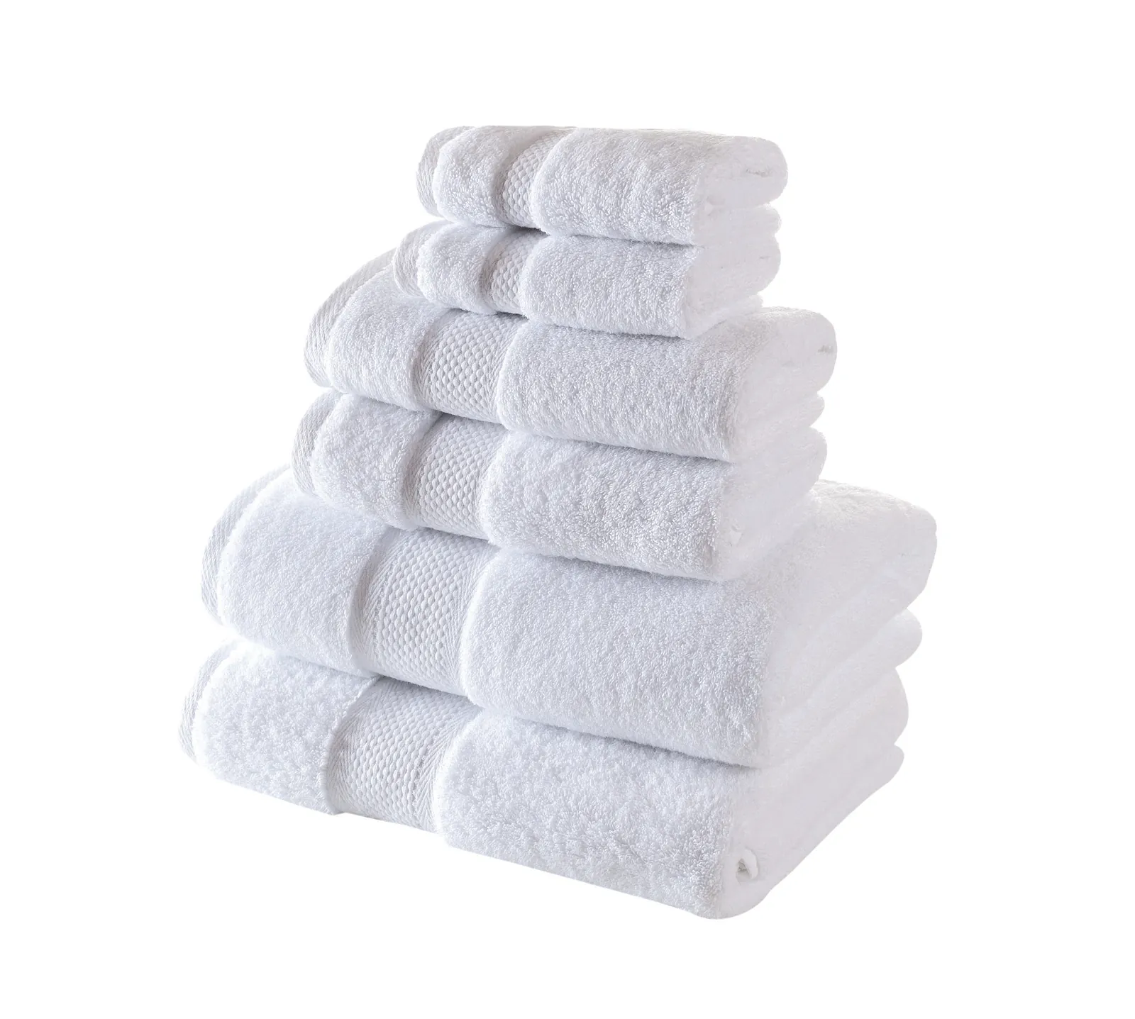Bagno Milano white Hotel Towels 6 pcs set stacked – bath, hand and washcloth
