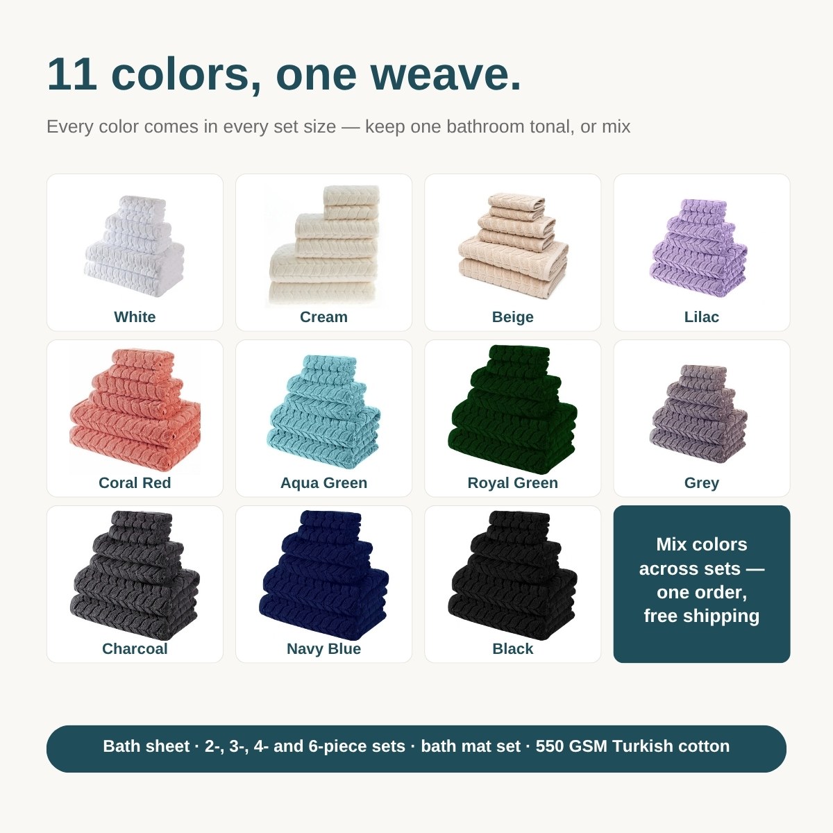 Bagno Milano Luxury Jacquard 6-piece towel sets in 14 colors